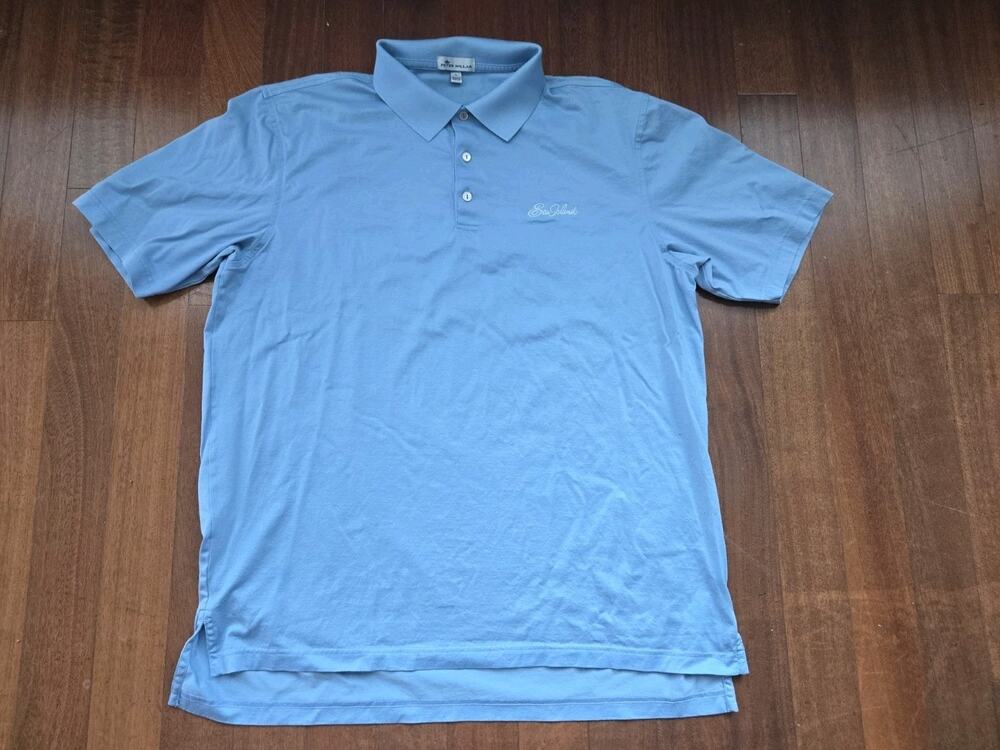 Peter Millar Sea Island Polo L Mens S/S Cotton Blue